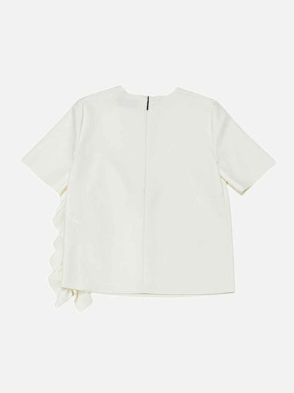 Pre - loved MSGM Short Sleeve Off - white Blouse at Reems Closet