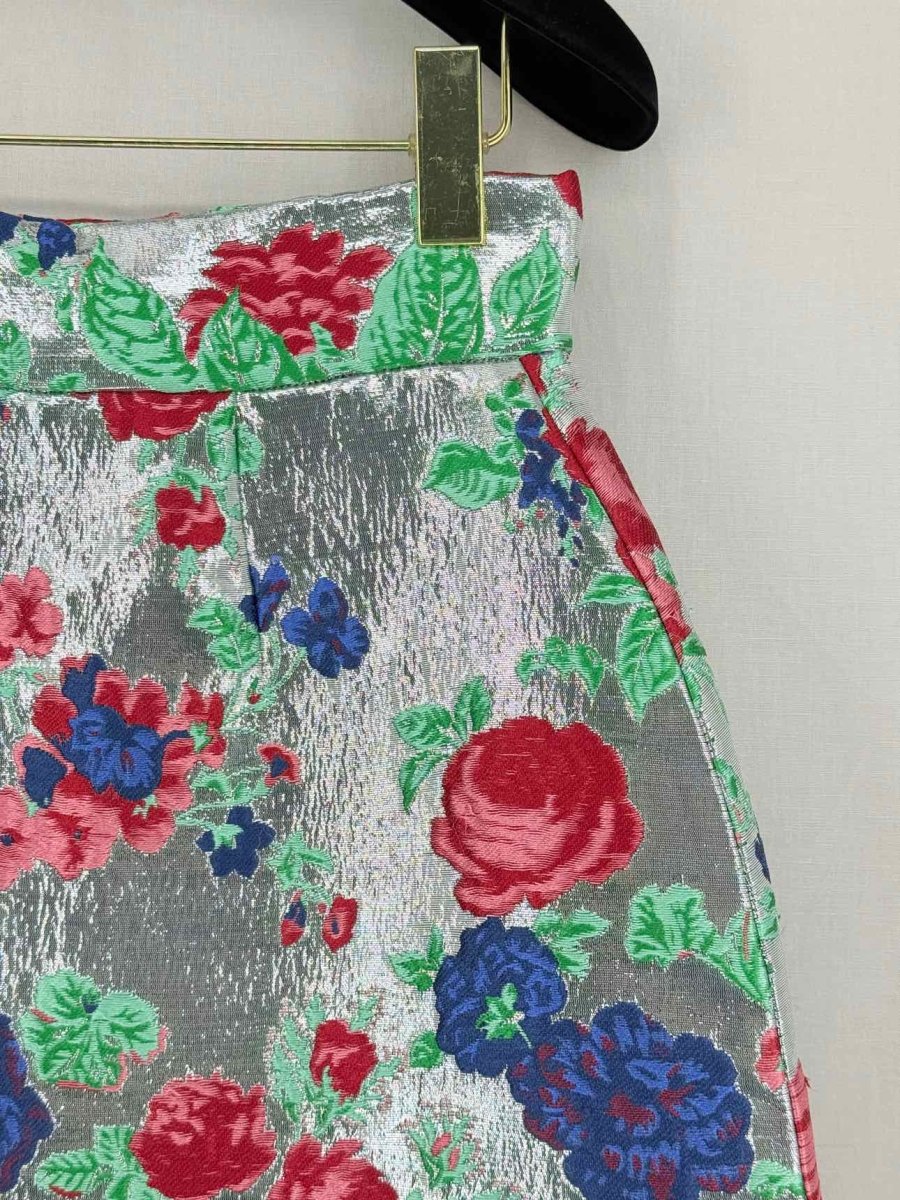 Pre - loved MSGM Silver Multicolor Floral Size US 4 Mini Skirt at Reems Closet