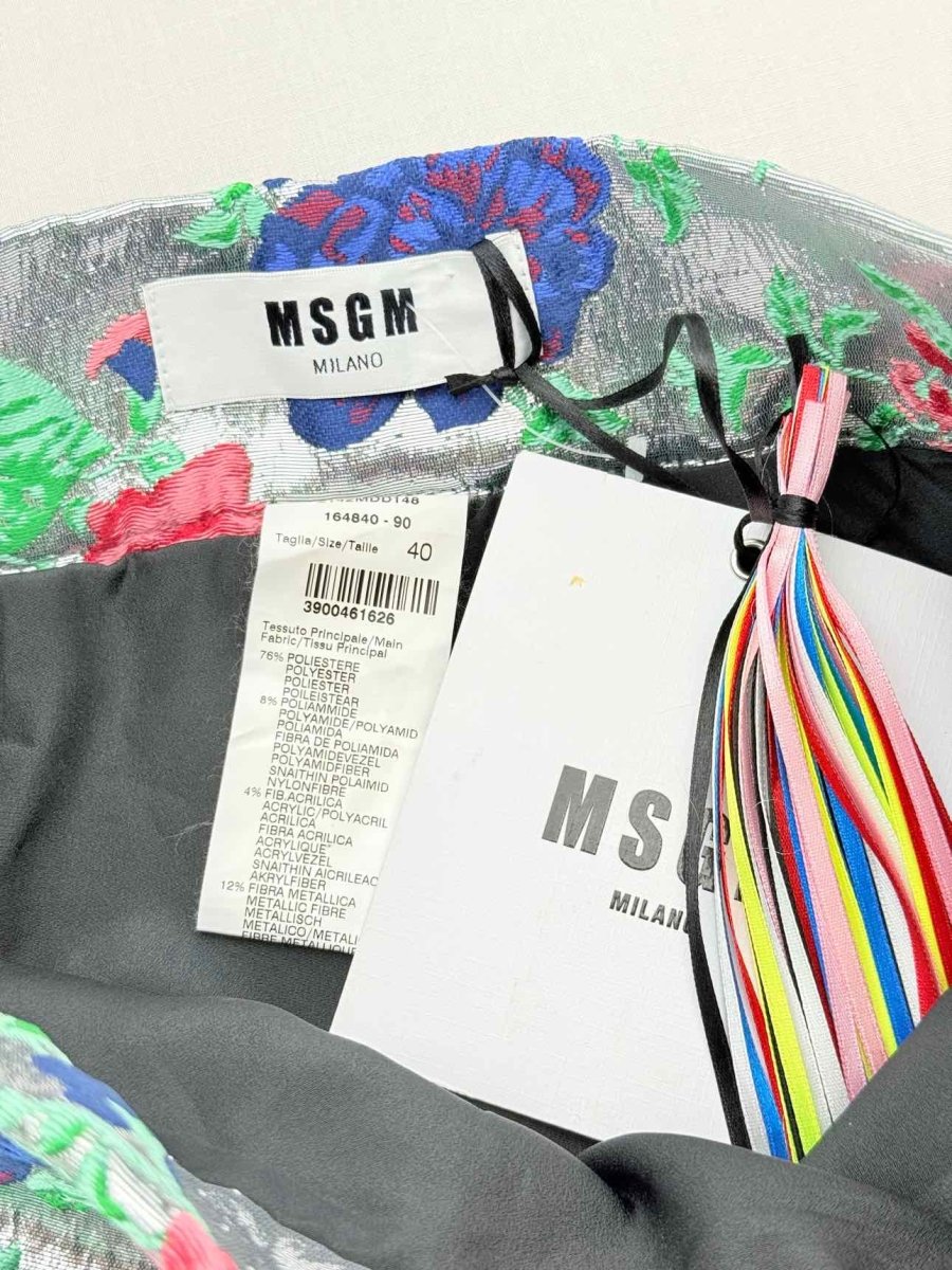 Pre - loved MSGM Silver Multicolor Floral Size US 4 Mini Skirt at Reems Closet