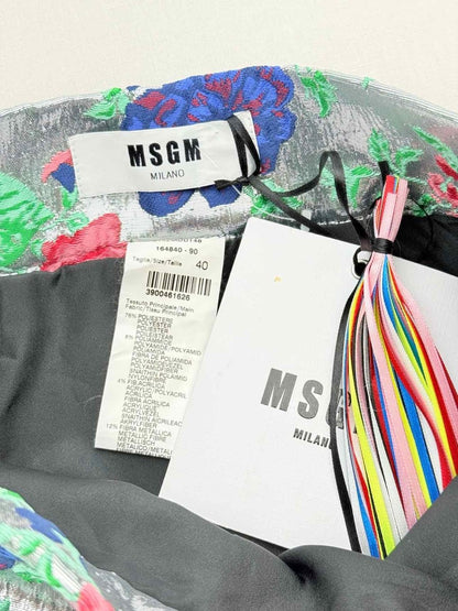 Pre - loved MSGM Silver Multicolor Floral Size US 4 Mini Skirt at Reems Closet
