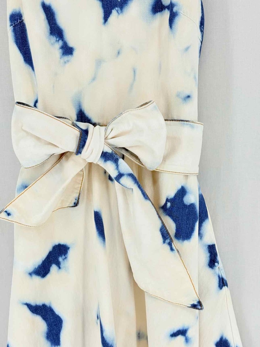 Pre - loved MSGM White & Blue Tie - dye Size US 8 Midi Dress at Reems Closet