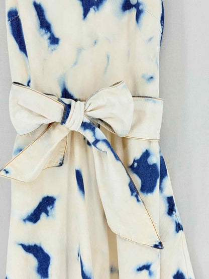 Pre - loved MSGM White & Blue Tie - dye Size US 8 Midi Dress at Reems Closet