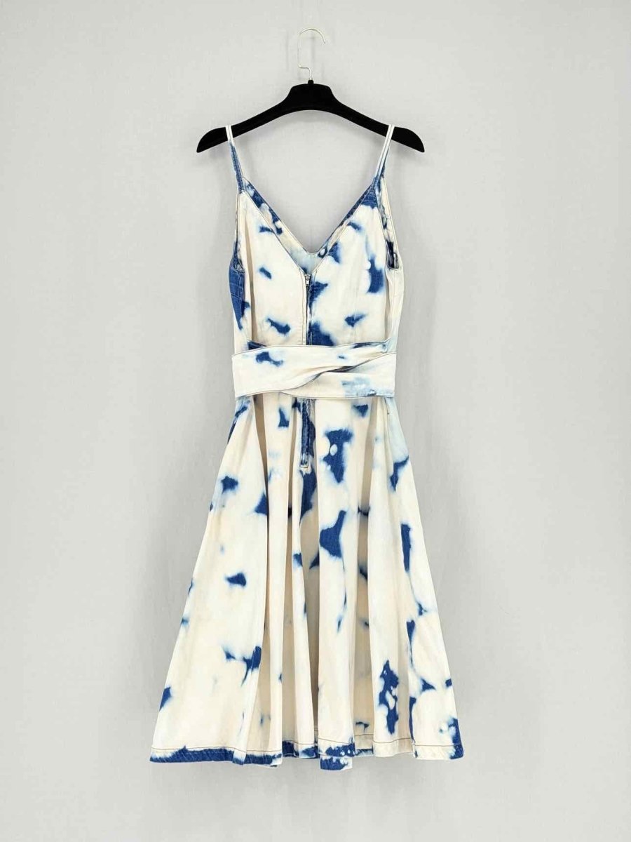 Pre - loved MSGM White & Blue Tie - dye Size US 8 Midi Dress at Reems Closet