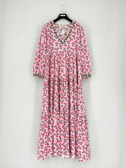 Pre - loved MUZUNGU SISTERS Pink Size Medium Midi Dress at Reems Closet