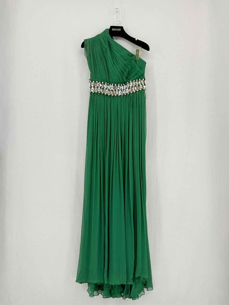 Pre - loved NAEEM KHAN 2010 Runway Green Size US 6 Long Dress at Reems Closet