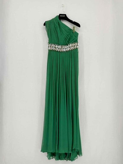 Pre - loved NAEEM KHAN 2010 Runway Green Size US 6 Long Dress at Reems Closet
