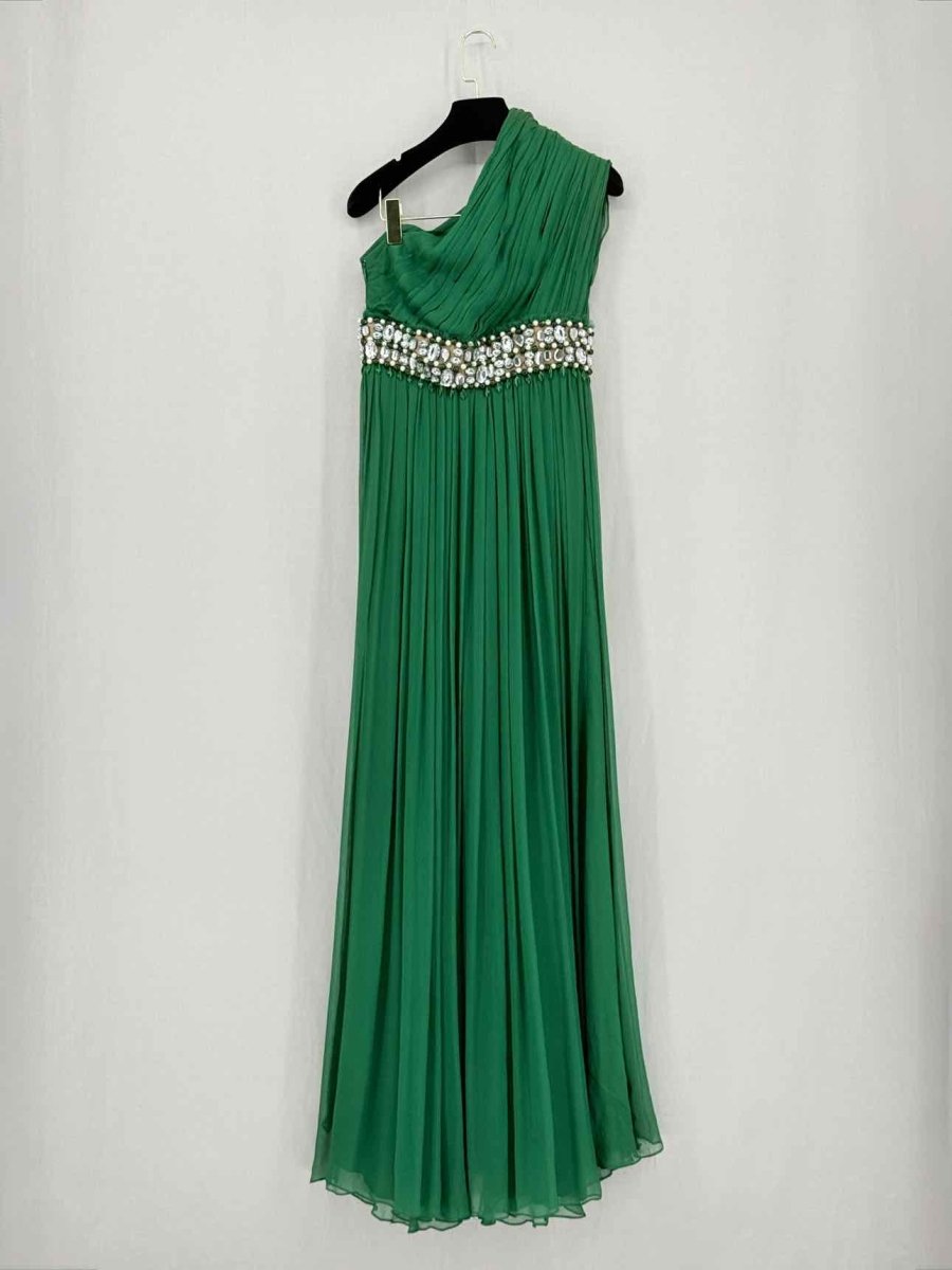 Pre - loved NAEEM KHAN 2010 Runway Green Size US 6 Long Dress at Reems Closet