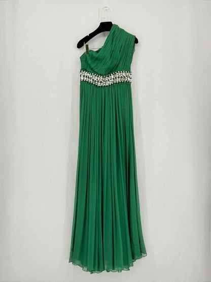 Pre - loved NAEEM KHAN 2010 Runway Green Size US 6 Long Dress at Reems Closet