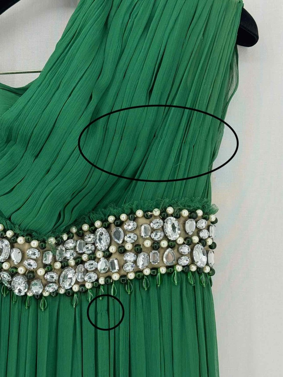 Pre - loved NAEEM KHAN 2010 Runway Green Size US 6 Long Dress at Reems Closet