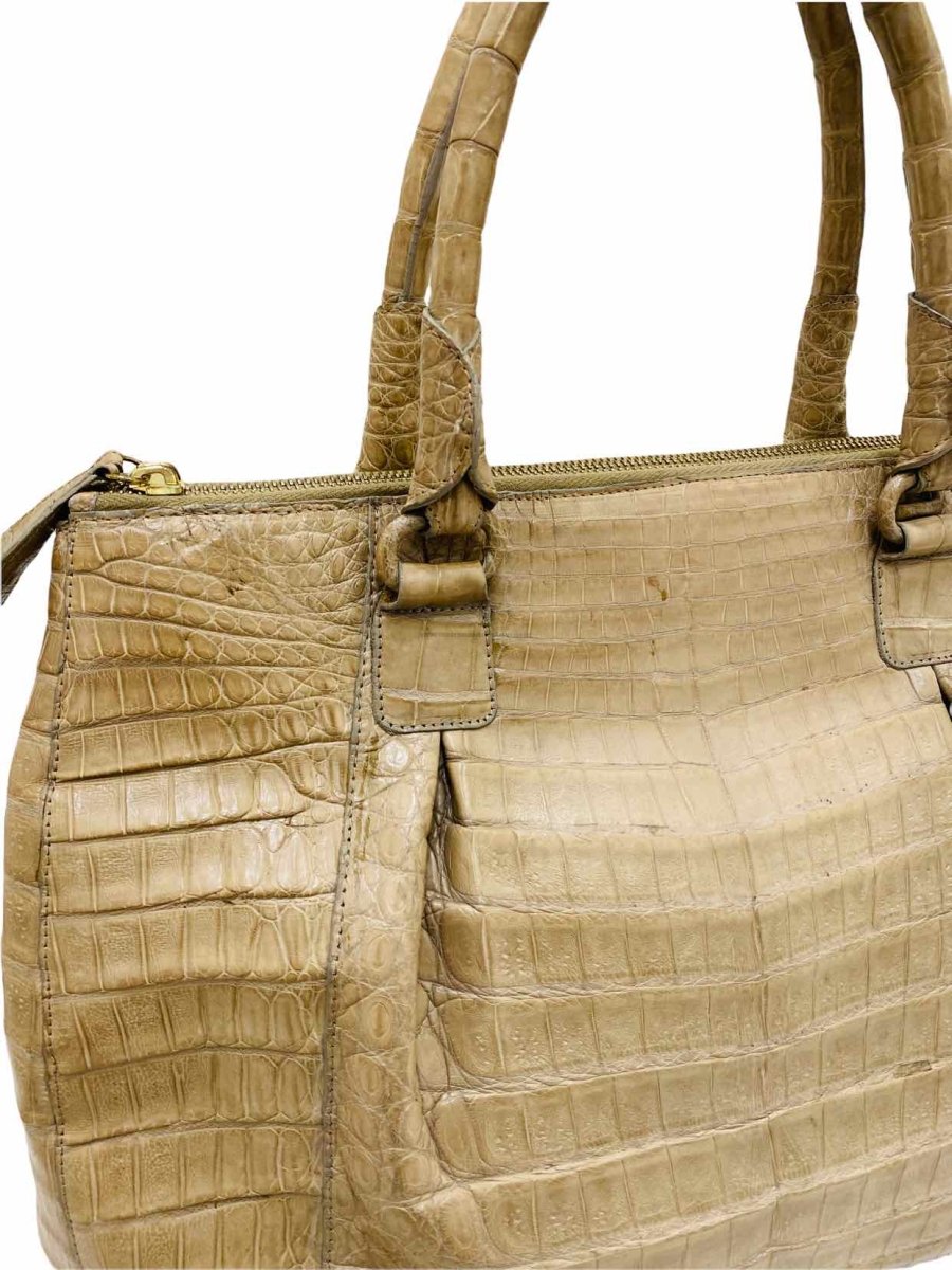 Pre - loved NANCY GONZALEZ Croc Beige Shoulder Bag at Reems Closet