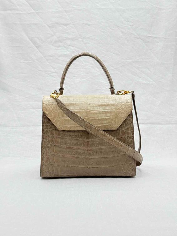 Pre - loved NANCY GONZALEZ Flap Beige Top Handle at Reems Closet