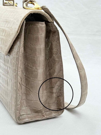 Pre - loved NANCY GONZALEZ Flap Beige Top Handle at Reems Closet