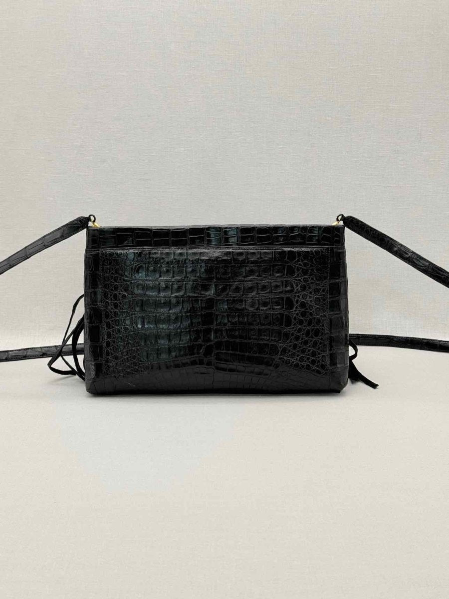 Pre-loved NANCY GONZALEZ Fringe Trim Black Crossbody at Reems Closet