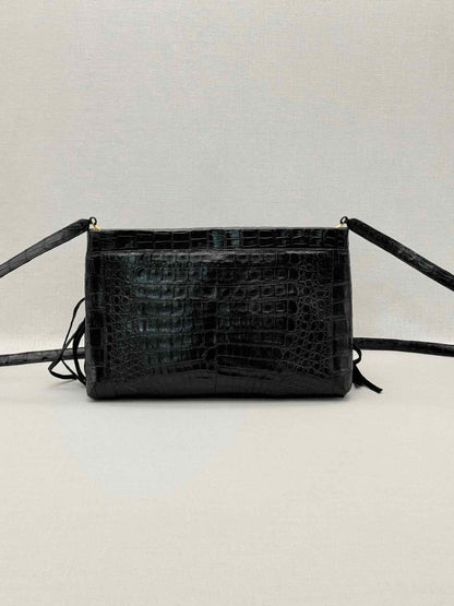 Pre-loved NANCY GONZALEZ Fringe Trim Black Crossbody at Reems Closet