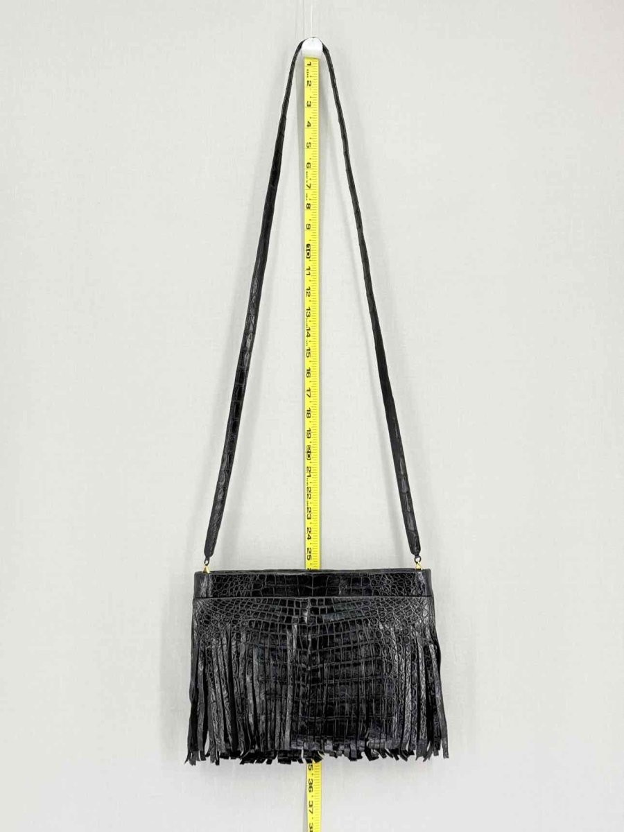 Pre-loved NANCY GONZALEZ Fringe Trim Black Crossbody at Reems Closet