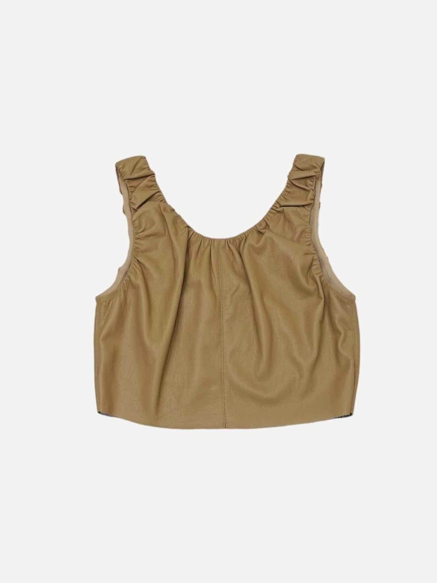 Pre - loved NANUSHKA Cropped Beige Faux Leather Top at Reems Closet