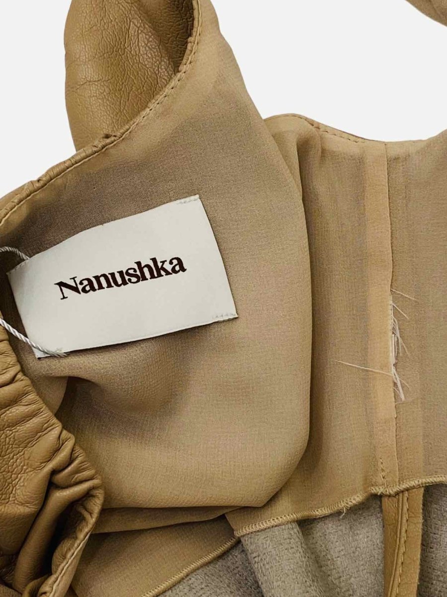 Pre - loved NANUSHKA Cropped Beige Faux Leather Top at Reems Closet