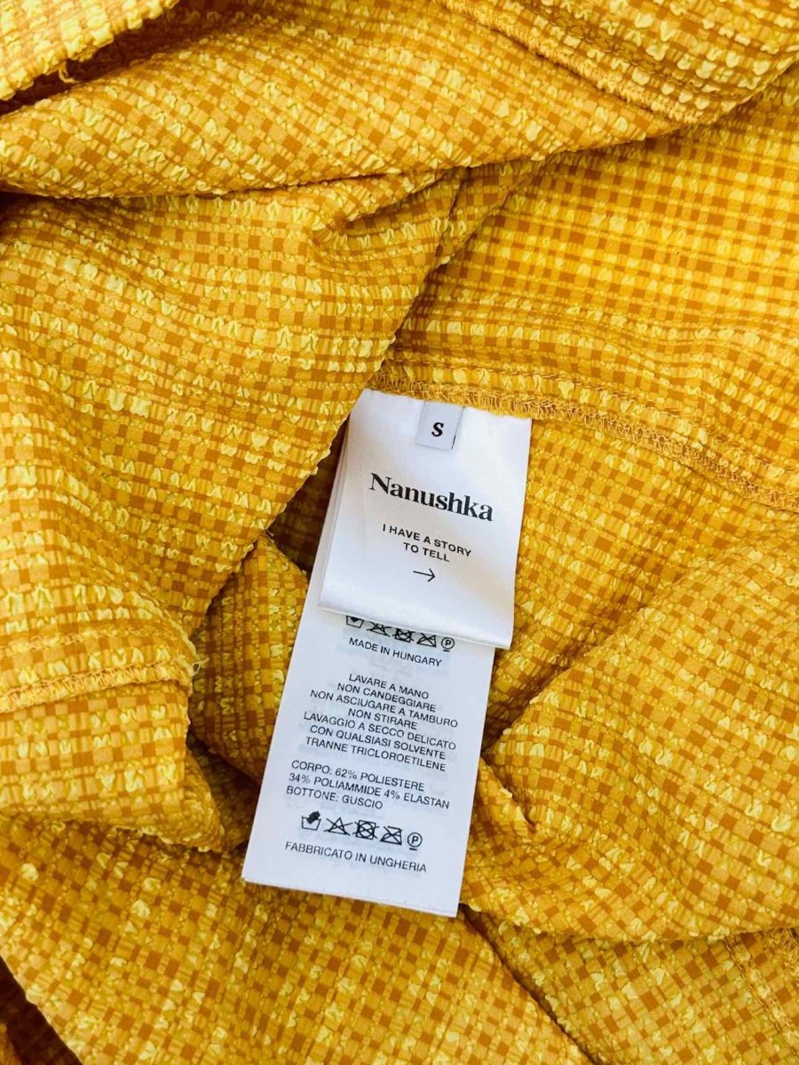 Pre-loved NANUSHKA Sabri Yellow & Orange Checked Midi Dress from Reems Closet