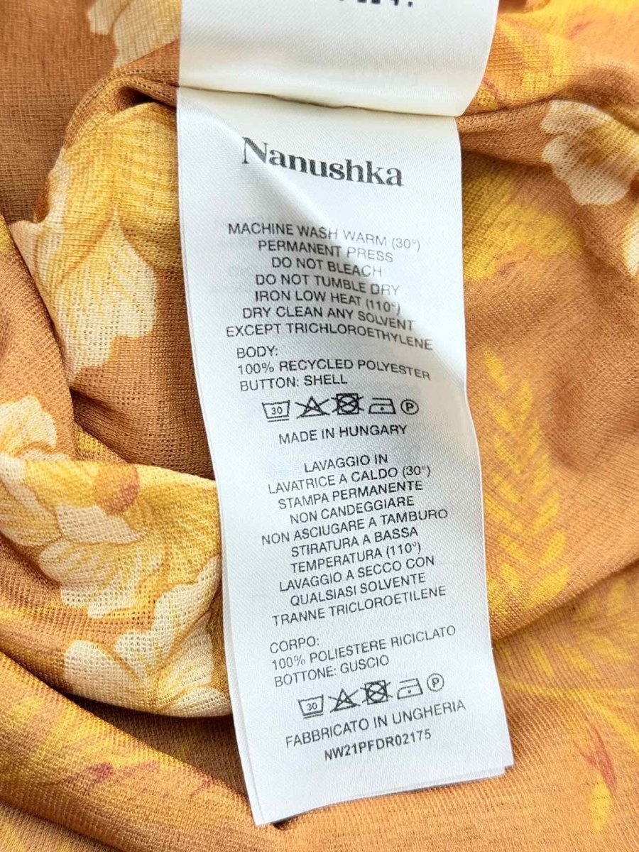 Pre - loved NANUSHKA Verity Beige Floral Size Large Midi Dress at Reems Closet