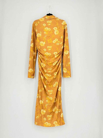 Pre - loved NANUSHKA Verity Beige Floral Size Large Midi Dress at Reems Closet