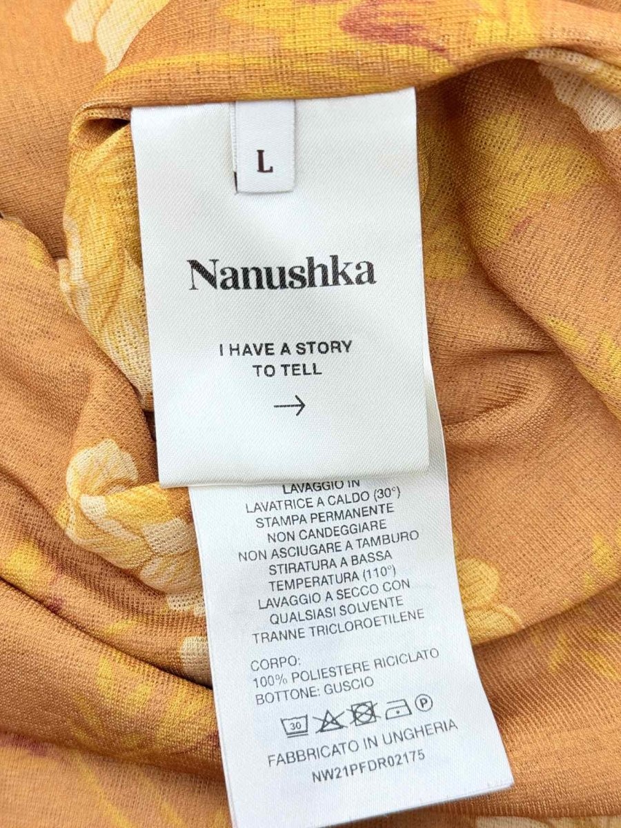 Pre - loved NANUSHKA Verity Beige Floral Size Large Midi Dress at Reems Closet