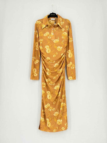 Pre - loved NANUSHKA Verity Beige Floral Size Large Midi Dress at Reems Closet