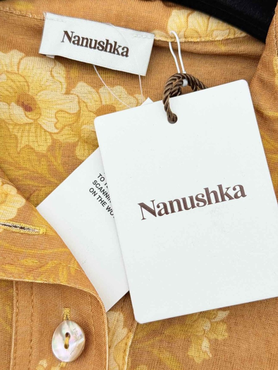 Pre - loved NANUSHKA Verity Beige Floral Size Large Midi Dress at Reems Closet