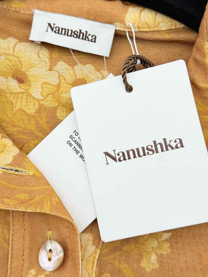 Pre - loved NANUSHKA Verity Beige Floral Size Large Midi Dress at Reems Closet