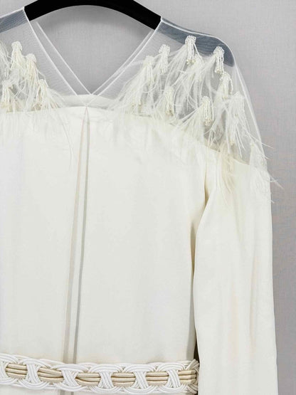 Pre-loved NASS Braided Belt White Size Small Long Dress at Reems Closet