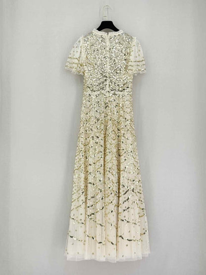 Pre-loved NEEDLE & THREAD Cream Size US 4 Long Dress at Reems Closet