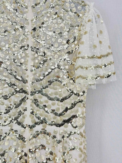 Pre-loved NEEDLE & THREAD Cream Size US 4 Long Dress at Reems Closet