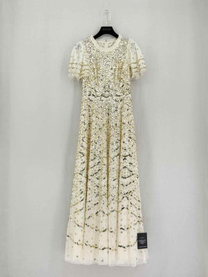 Pre-loved NEEDLE & THREAD Cream Size US 4 Long Dress at Reems Closet