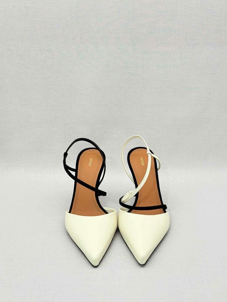 Pre - loved NEOUS Tangra Cream & Black Size EU 38 Slingbacks at Reems Closet