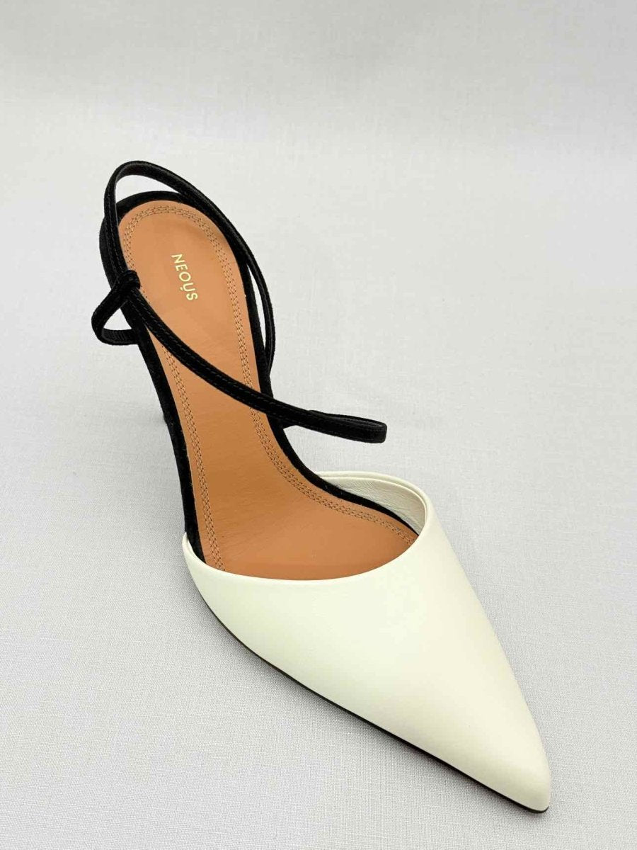 Pre - loved NEOUS Tangra Cream & Black Size EU 38 Slingbacks at Reems Closet