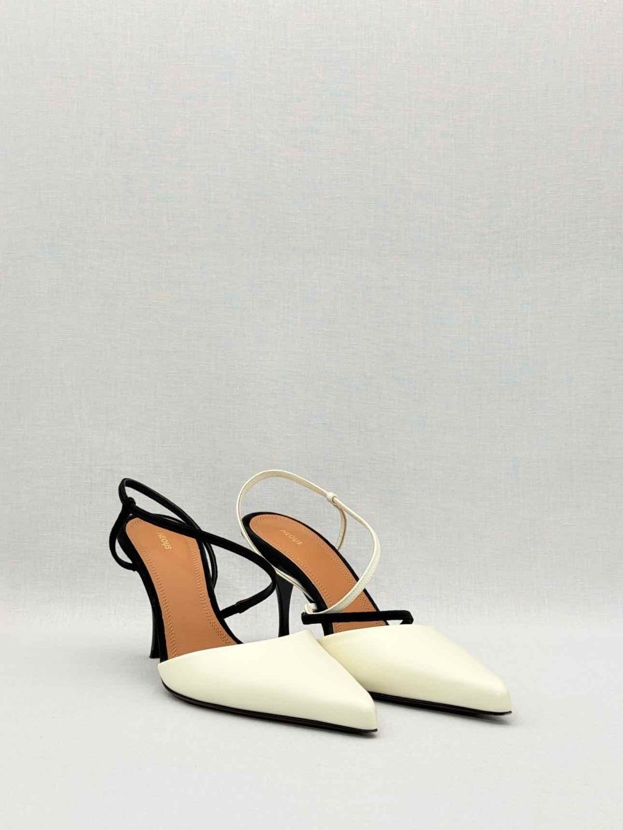 Pre - loved NEOUS Tangra Cream & Black Size EU 38 Slingbacks at Reems Closet