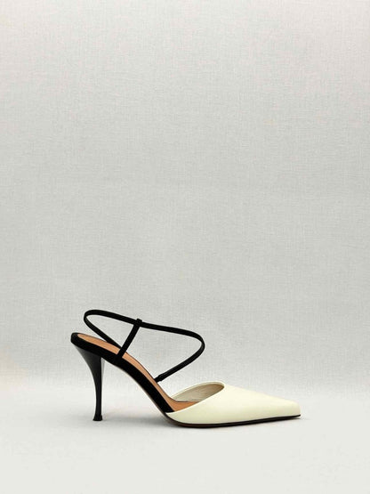 Pre - loved NEOUS Tangra Cream & Black Size EU 38 Slingbacks at Reems Closet