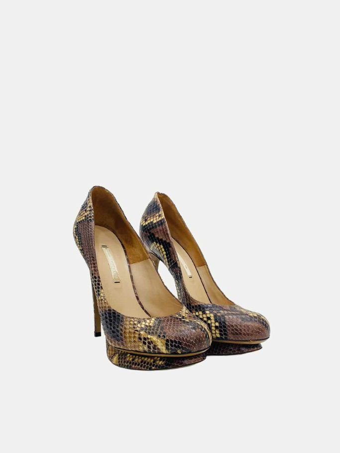 Pre - loved NICHOLAS KIRKWOOD Brown Multicolor Pumps at Reems Closet