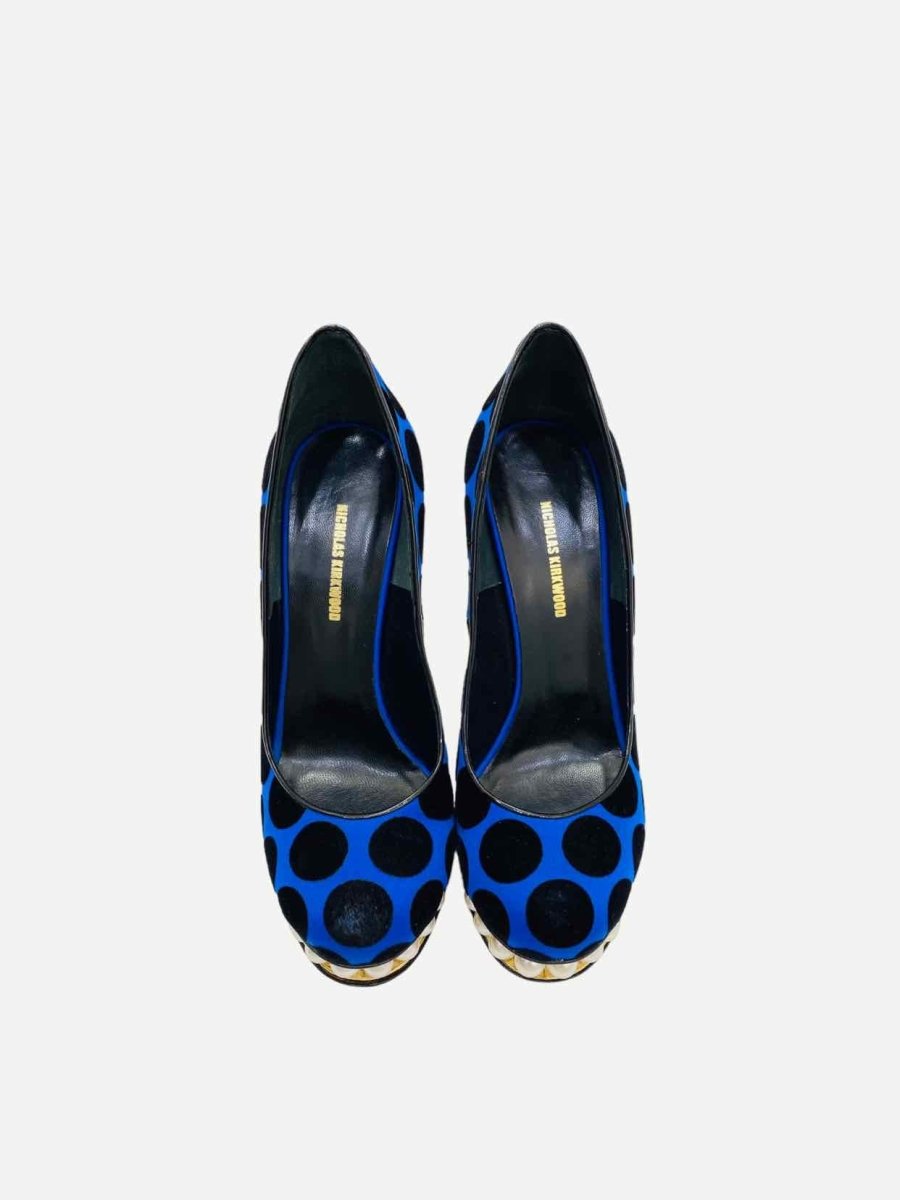 Pre - loved NICHOLAS KIRKWOOD Casati Blue & Black Pumps 39 at Reems Closet