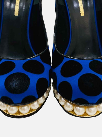 Pre - loved NICHOLAS KIRKWOOD Casati Blue & Black Pumps 39 at Reems Closet