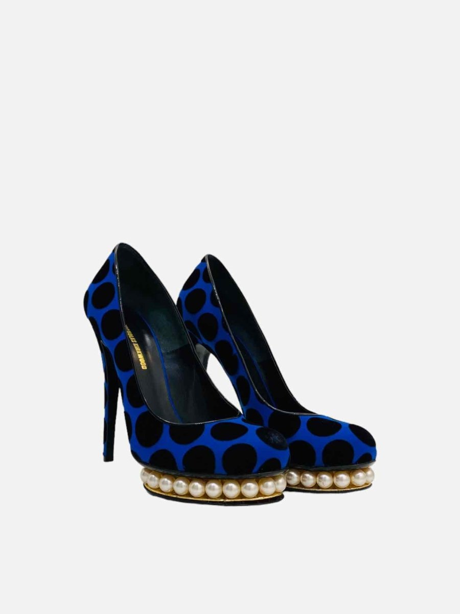 Pre - loved NICHOLAS KIRKWOOD Casati Blue & Black Pumps 39 at Reems Closet