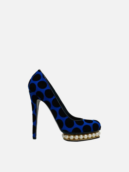 Pre - loved NICHOLAS KIRKWOOD Casati Blue & Black Pumps 39 at Reems Closet