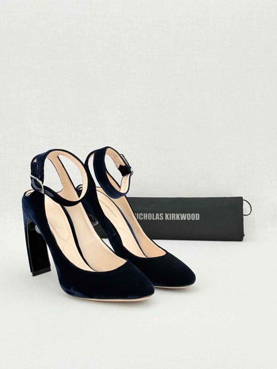 Pre - loved NICHOLAS KIRKWOOD Lola Navy Blue Size EU 38.5 Pumps at Reems Closet