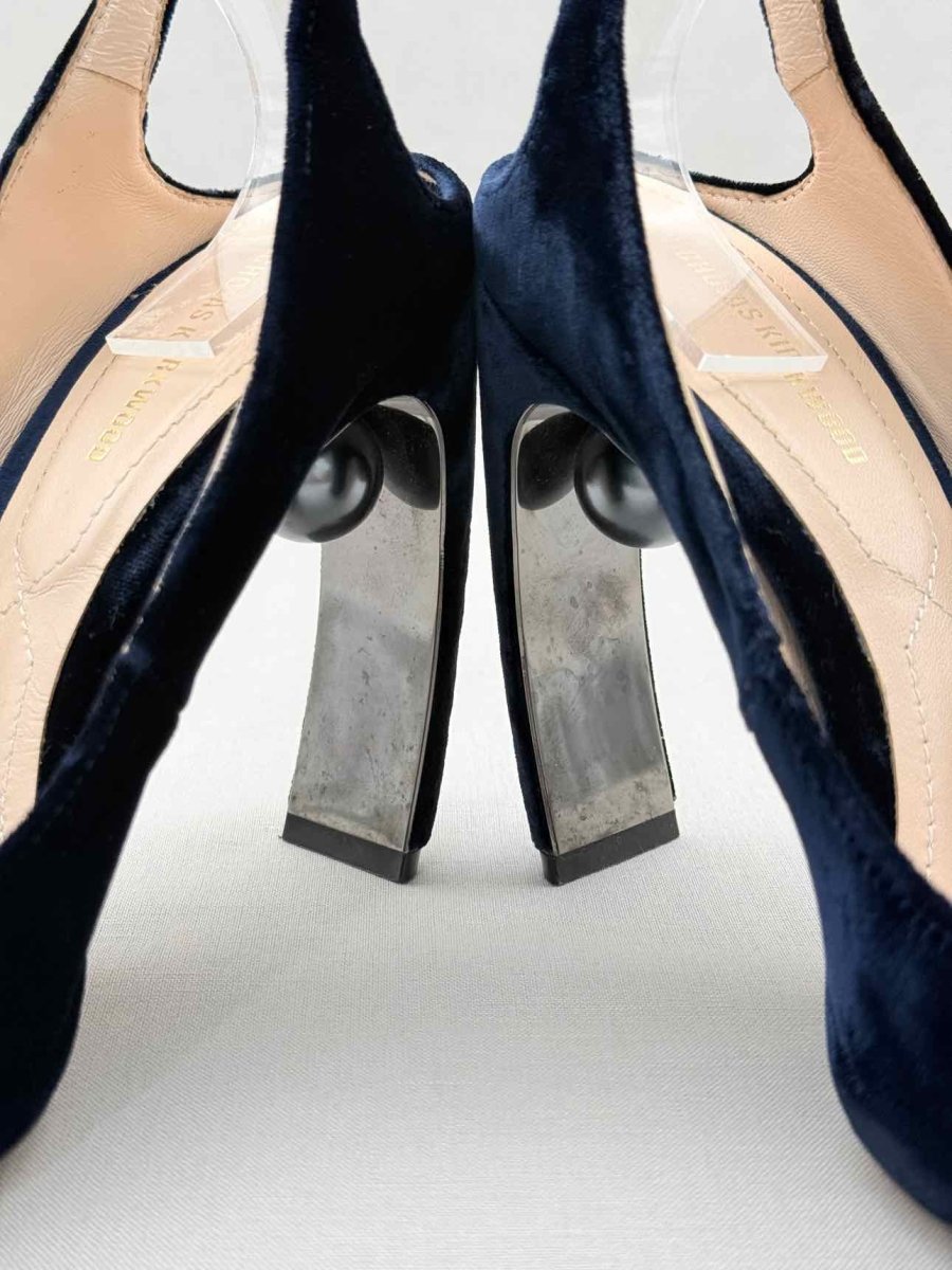 Pre - loved NICHOLAS KIRKWOOD Lola Navy Size EU 38 Pumps at Reems Closet