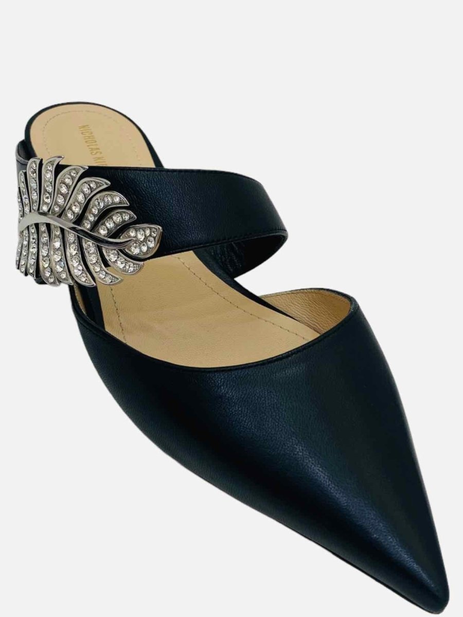 Pre - loved NICHOLAS KIRKWOOD Monstera Black Mules at Reems Closet