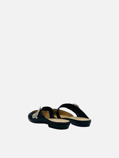 Pre - loved NICHOLAS KIRKWOOD Monstera Black Mules at Reems Closet