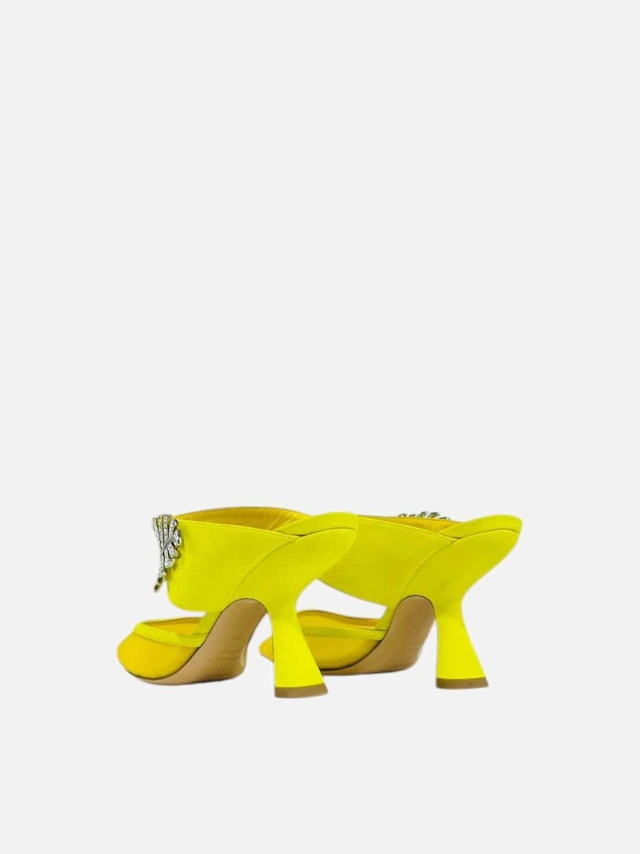 Pre - loved NICHOLAS KIRKWOOD Monstera Neon Green Mules 36 at Reems Closet