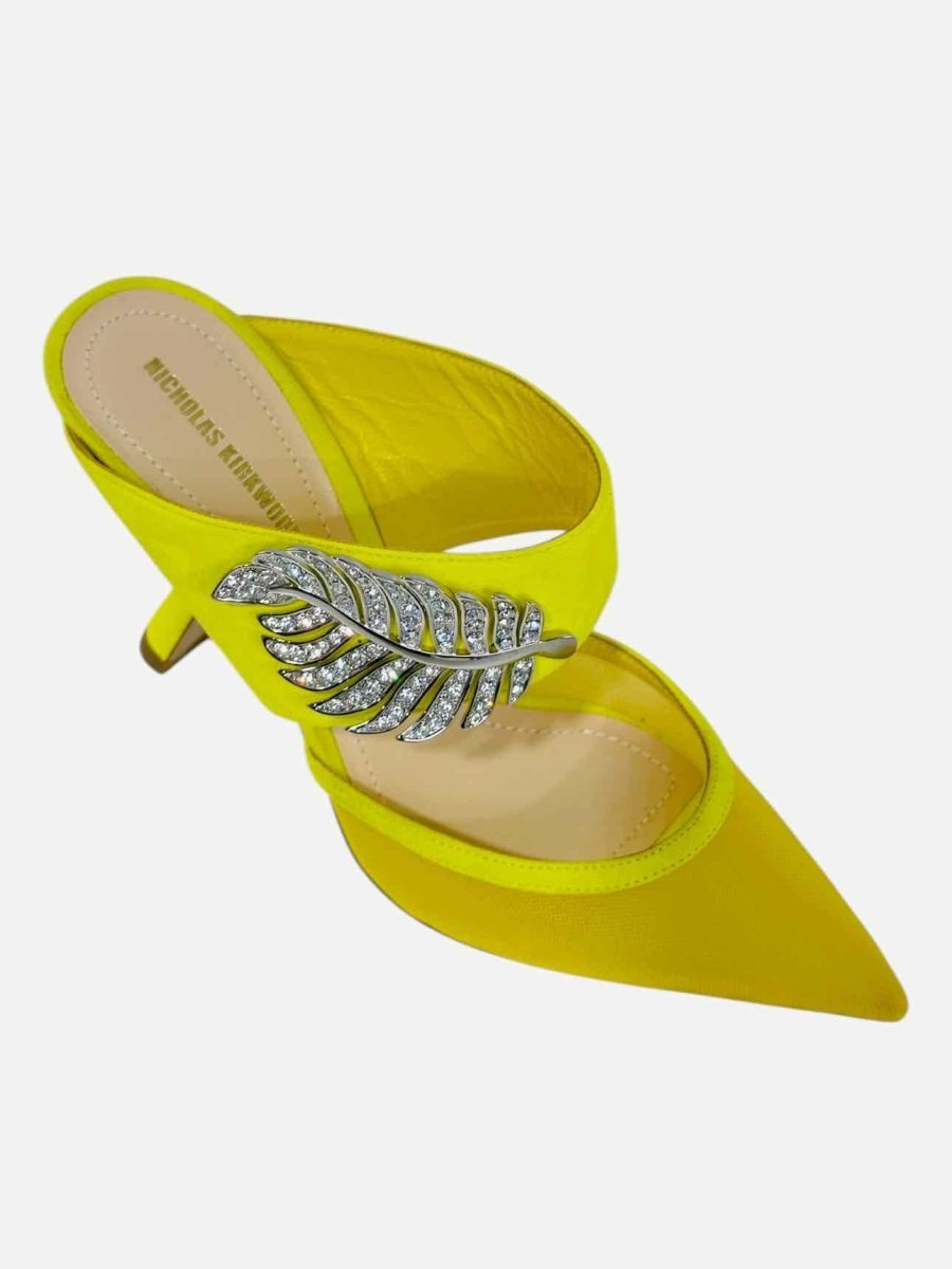 Pre - loved NICHOLAS KIRKWOOD Monstera Neon Green Mules 36 at Reems Closet