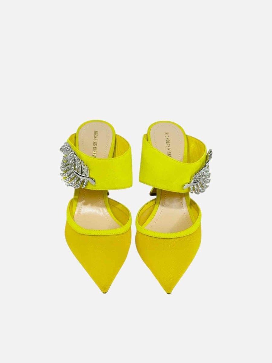 Pre - loved NICHOLAS KIRKWOOD Monstera Neon Green Mules 36 at Reems Closet