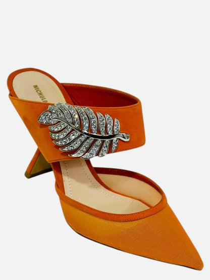Pre - loved NICHOLAS KIRKWOOD Monstera Orange Size EU 36 Mules at Reems Closet