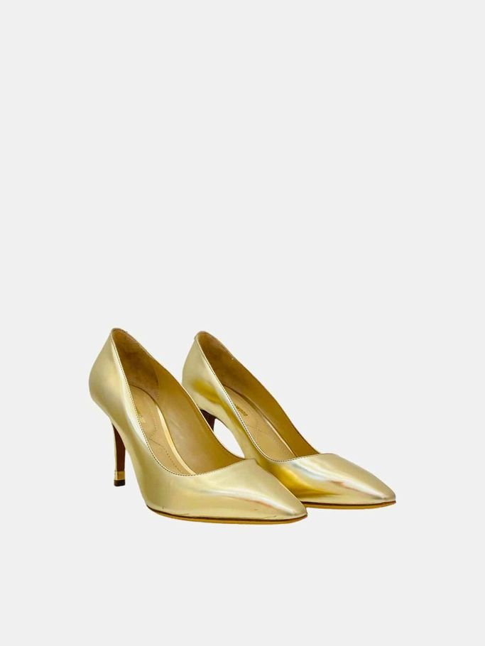 Pre - loved NICHOLAS KIRKWOOD Pointed Toe Metallic Gold Pumps 35 at Reems Closet